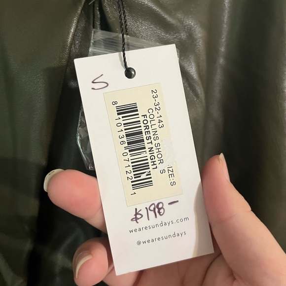 NWT Sundays vegan leather green Collins shorts size small and xs available - Picture 4 of 5